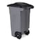 Toter 32 Gal. Graystone Trash Can with Quiet Wheels and Attached Black Lid ANA32 - alternate 3